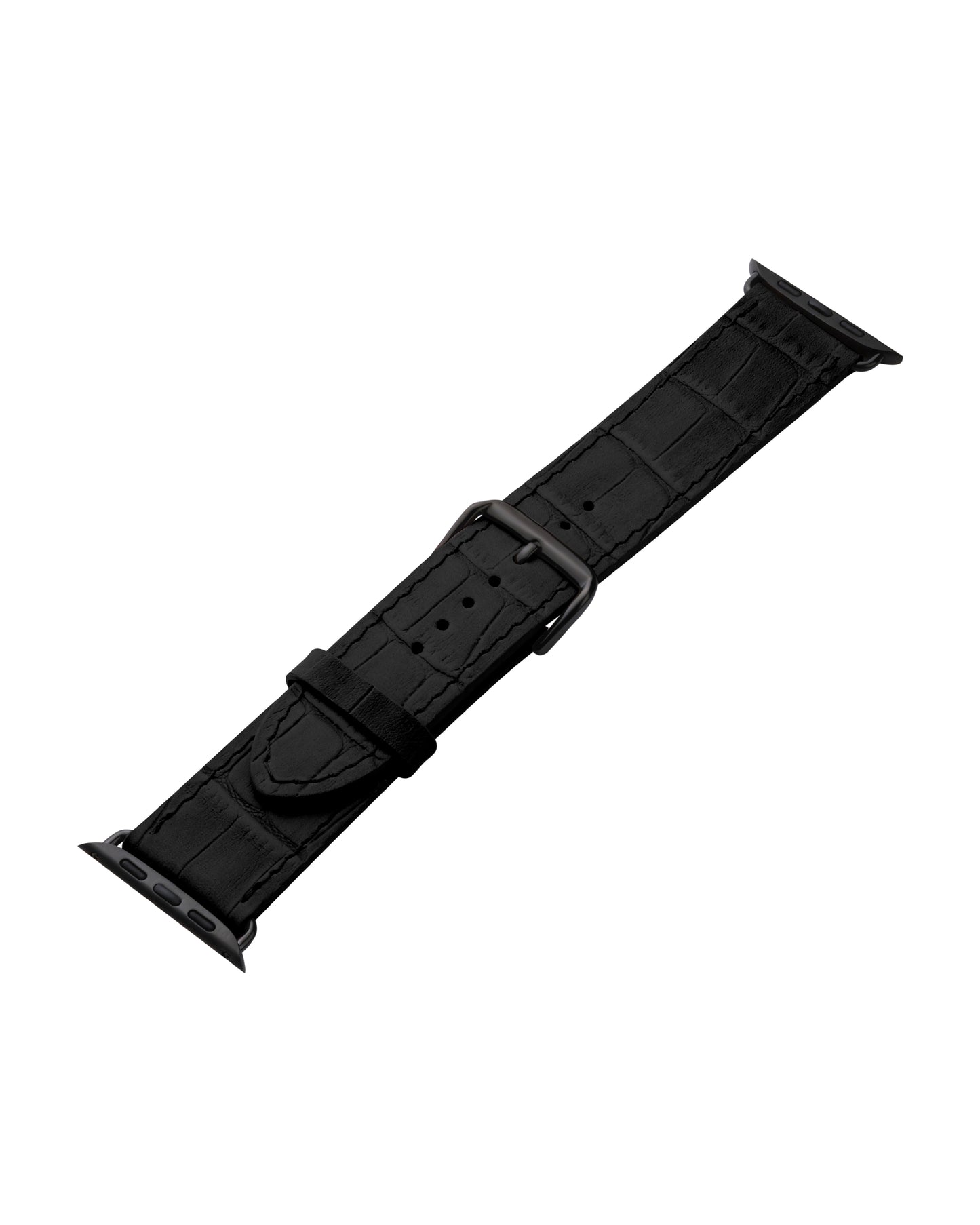 Ремінець для Apple Watch з телячої шкіри, тисненої під крокодила у чорному кольорі