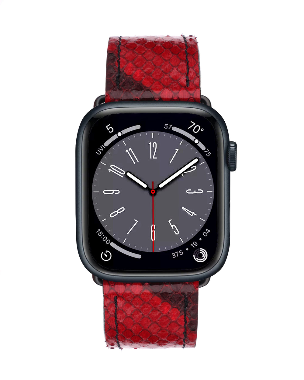 Python leather strap for Apple Watch in red color with pattern