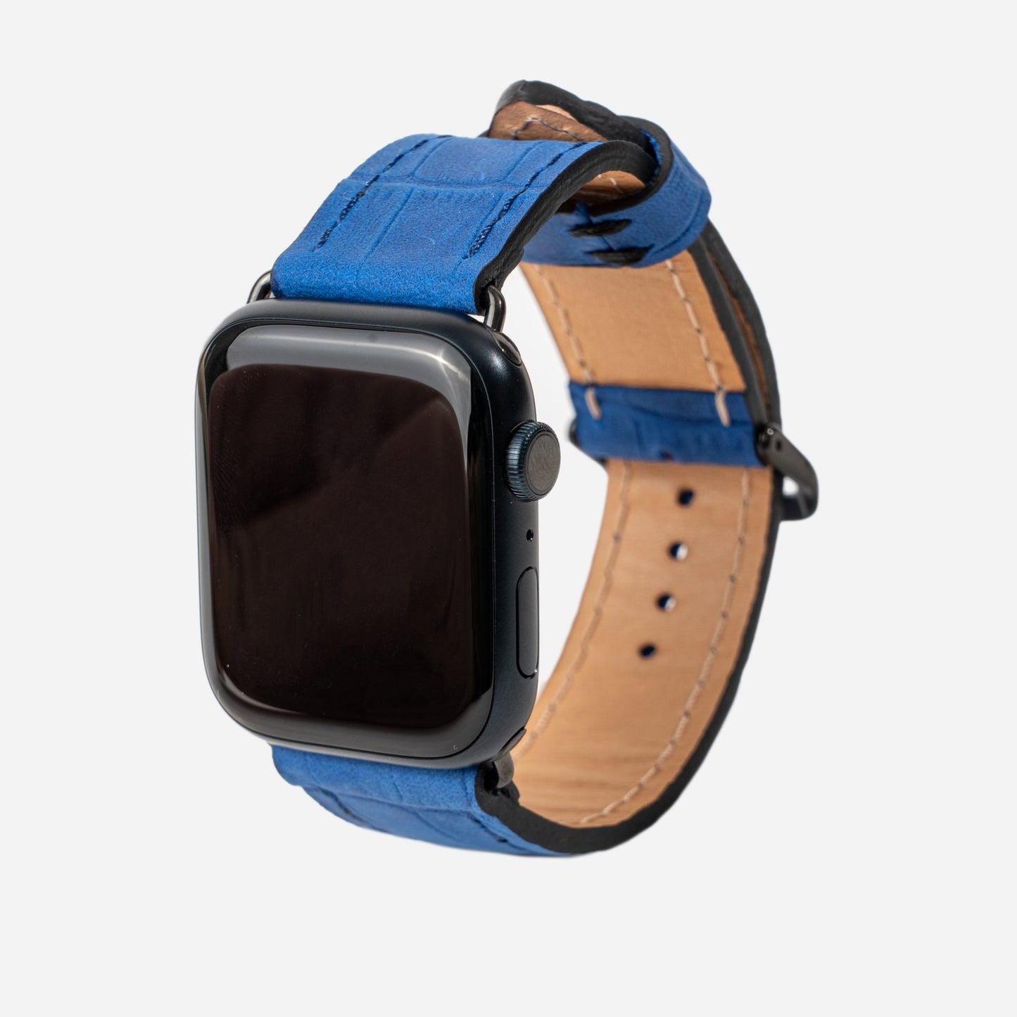 Ремінець для Apple Watch з телячої шкіри, тисненої під крокодила у кольорі ультрамарин