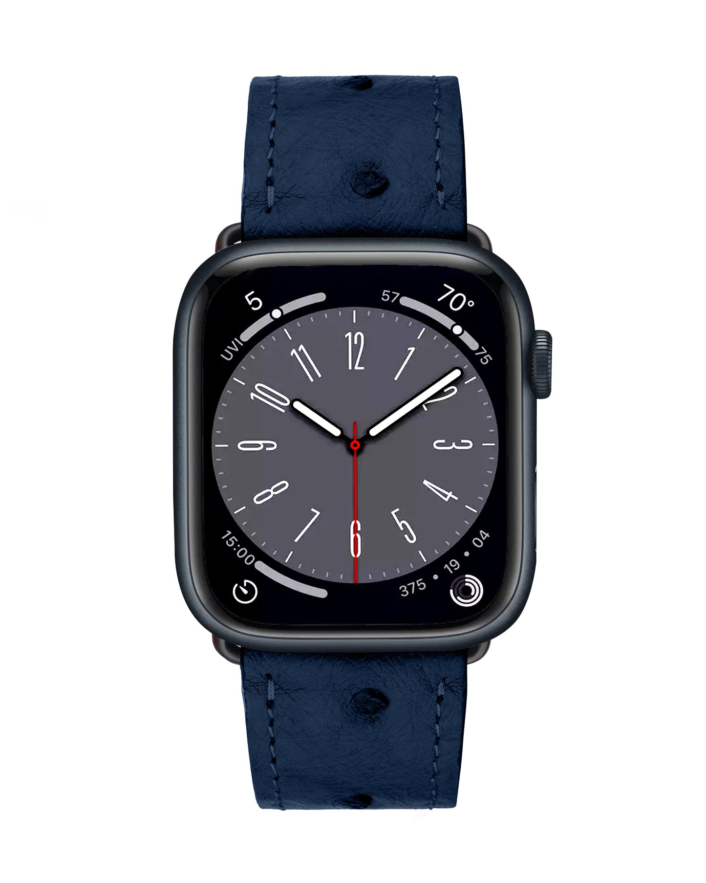 Ремінець для Apple Watch зі шкіри страуса в синьому кольорі з фолікулами