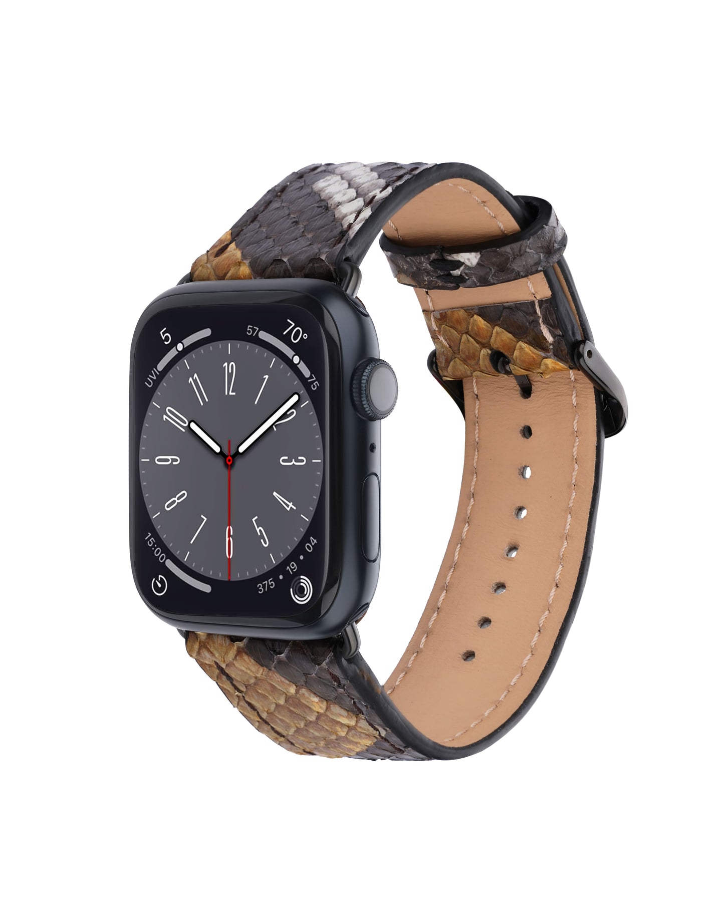 Ремінець для Apple Watch зі шкіри пітона в сіро-жовтому кольорі з малюнком
