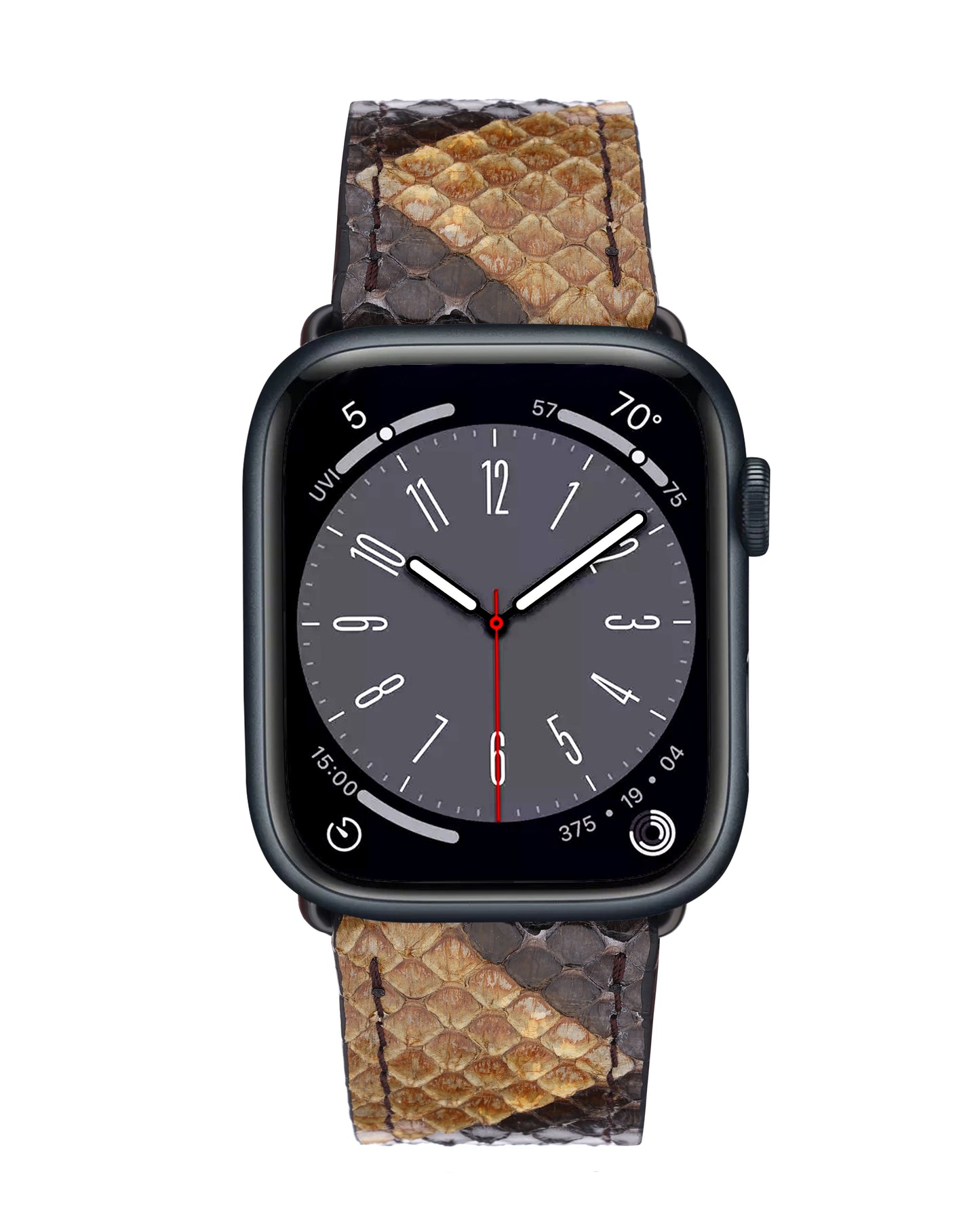 Ремінець для Apple Watch зі шкіри пітона в сіро-жовтому кольорі з малюнком