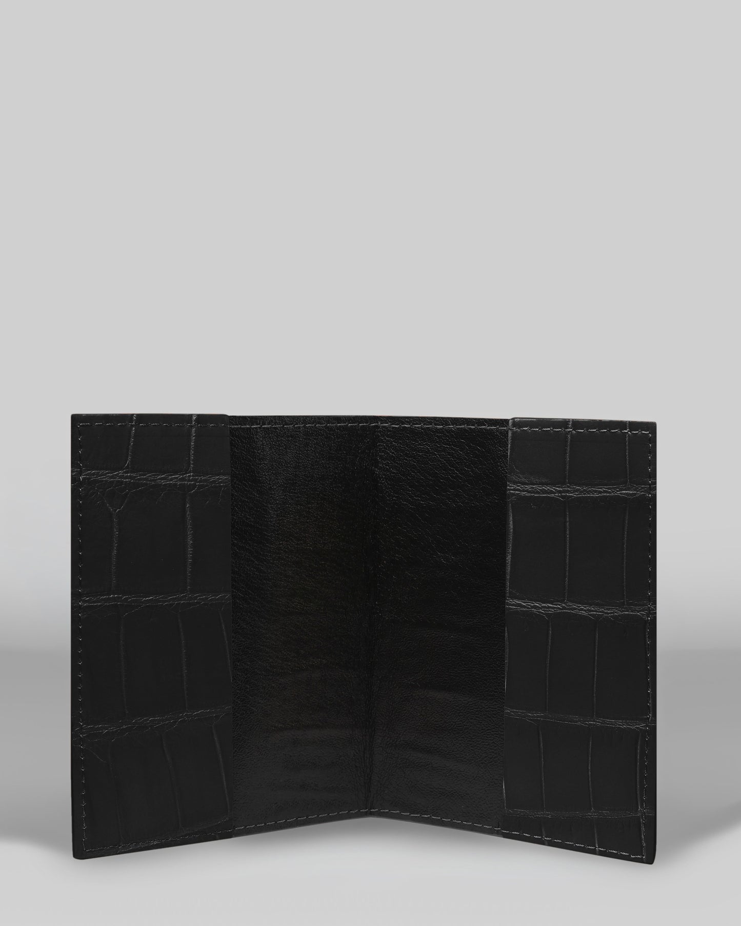 Passport cover made of black crocodile leather