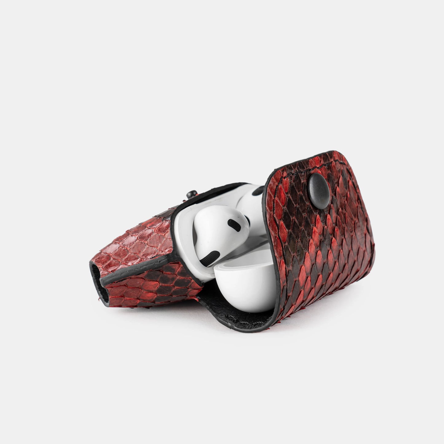 Чохол для AirPods 3 із червоної шкіри пітона з дрібними лусочками