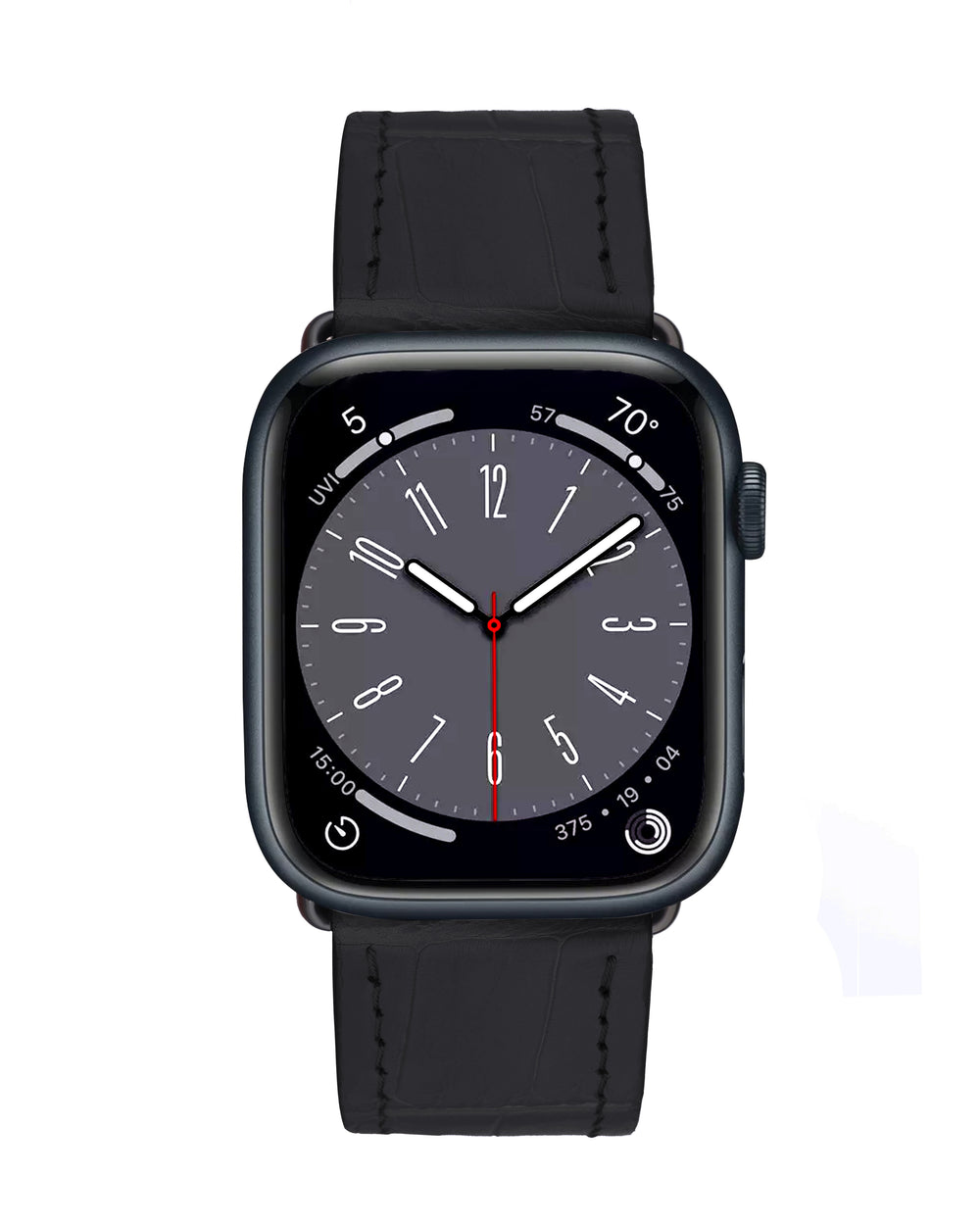 Black crocodile leather strap for Apple Watch