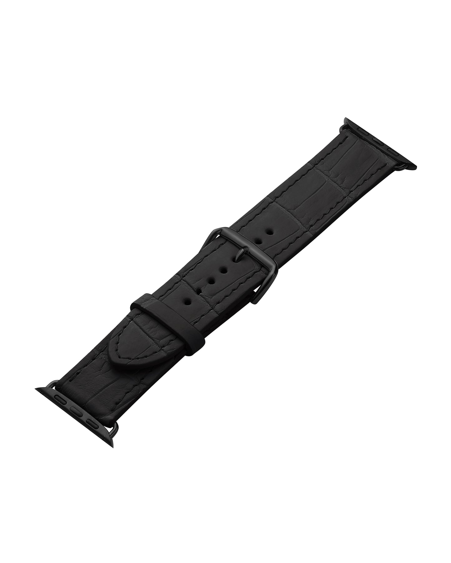 Ремінець для Apple Watch зі шкіри крокодила у чорному кольорі