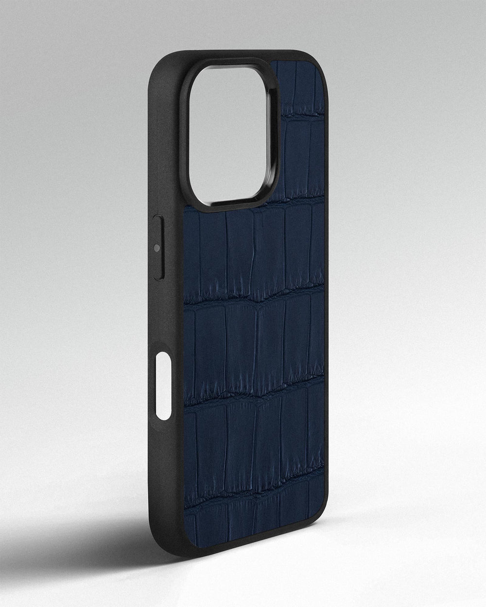 Dark blue crocodile leather case for iPhone 16 Pro Max