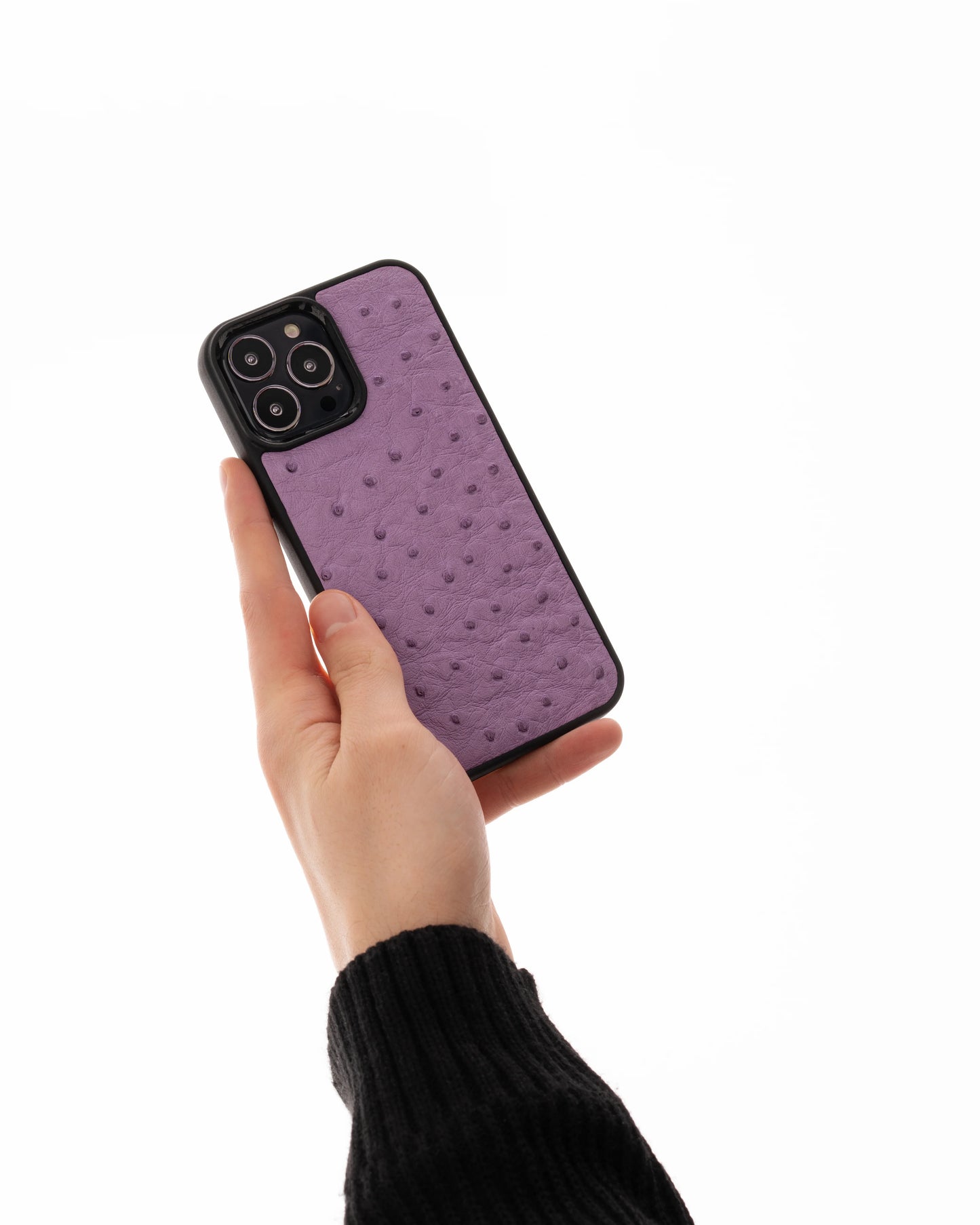 Чохол із лілової шкіри страуса з фолікулами для iPhone 14 Pro