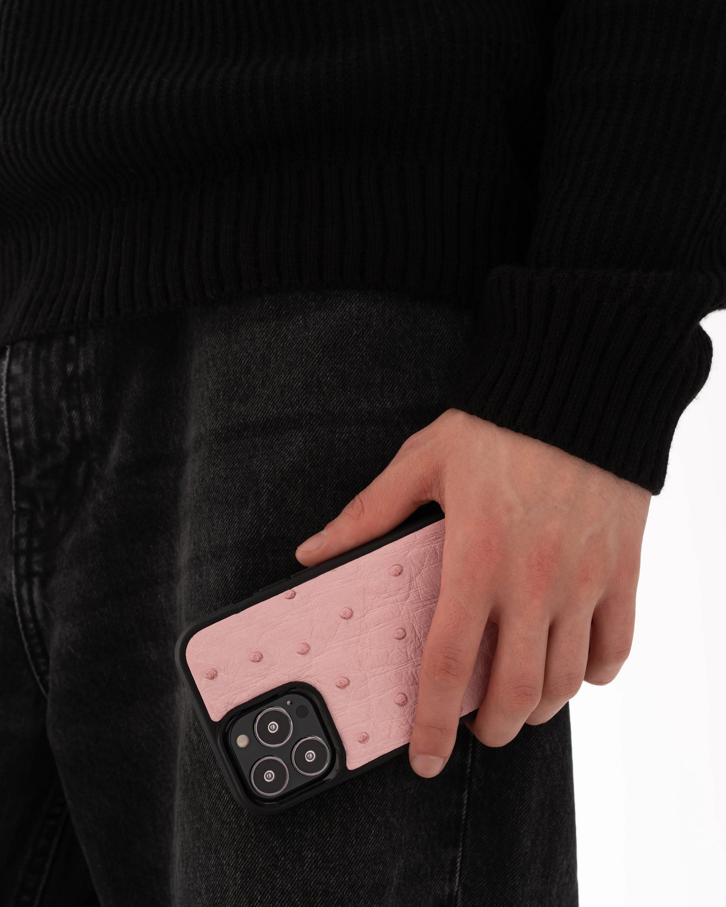 Чохол із рожевої шкіри страуса з фолікулами для iPhone 11 Pro
