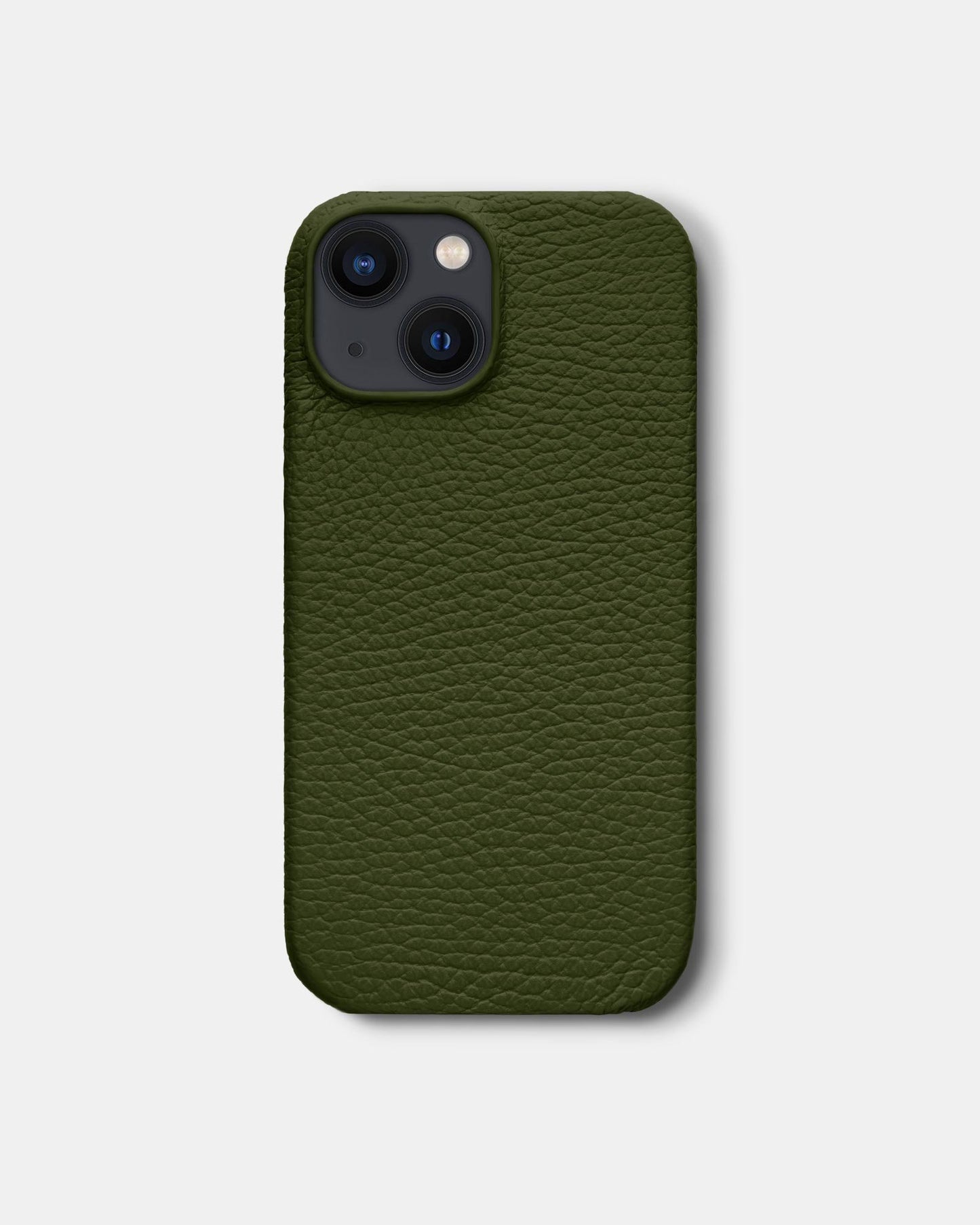 Оливковий шкіряний чохол для iPhone 13 Mini