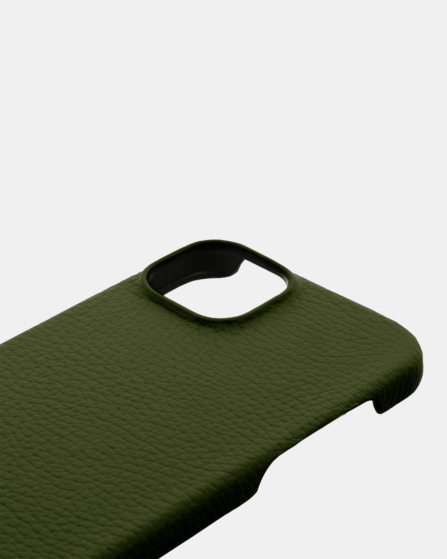 Оливковий шкіряний чохол для iPhone 15 Plus