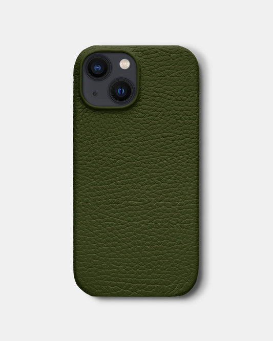 Оливковий шкіряний чохол для iPhone 14
