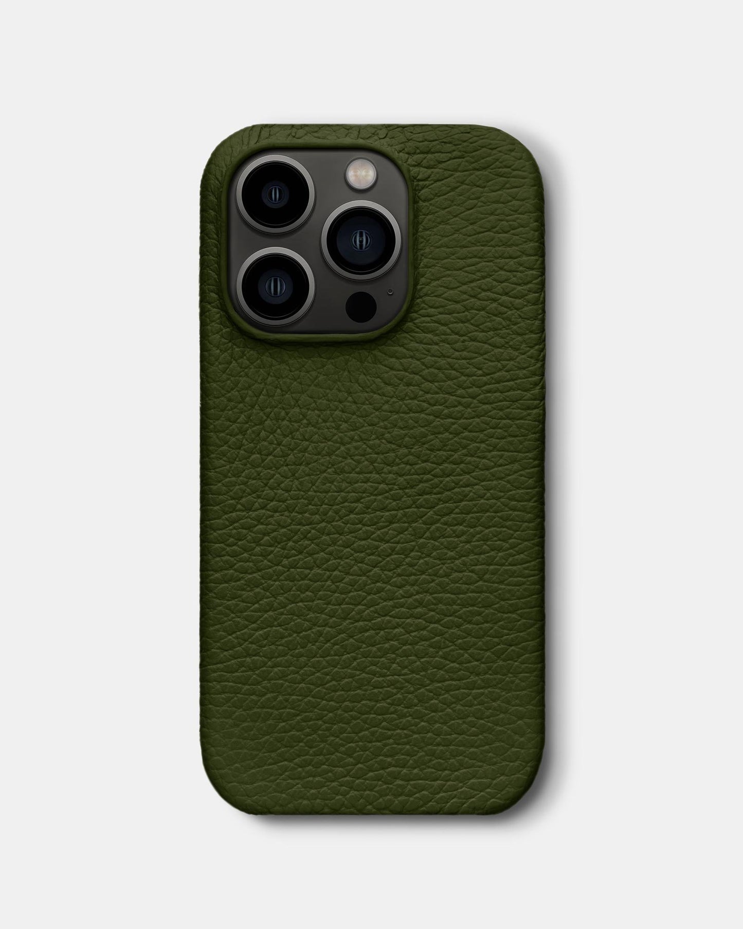 Оливковий шкіряний чохол для iPhone 13 Pro