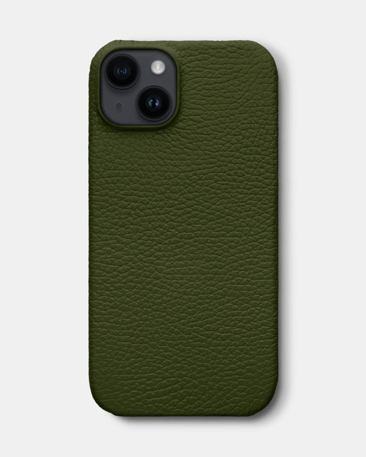 Оливковий шкіряний чохол для iPhone 14 Plus