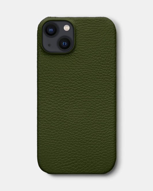 Оливковий шкіряний чохол для iPhone 13