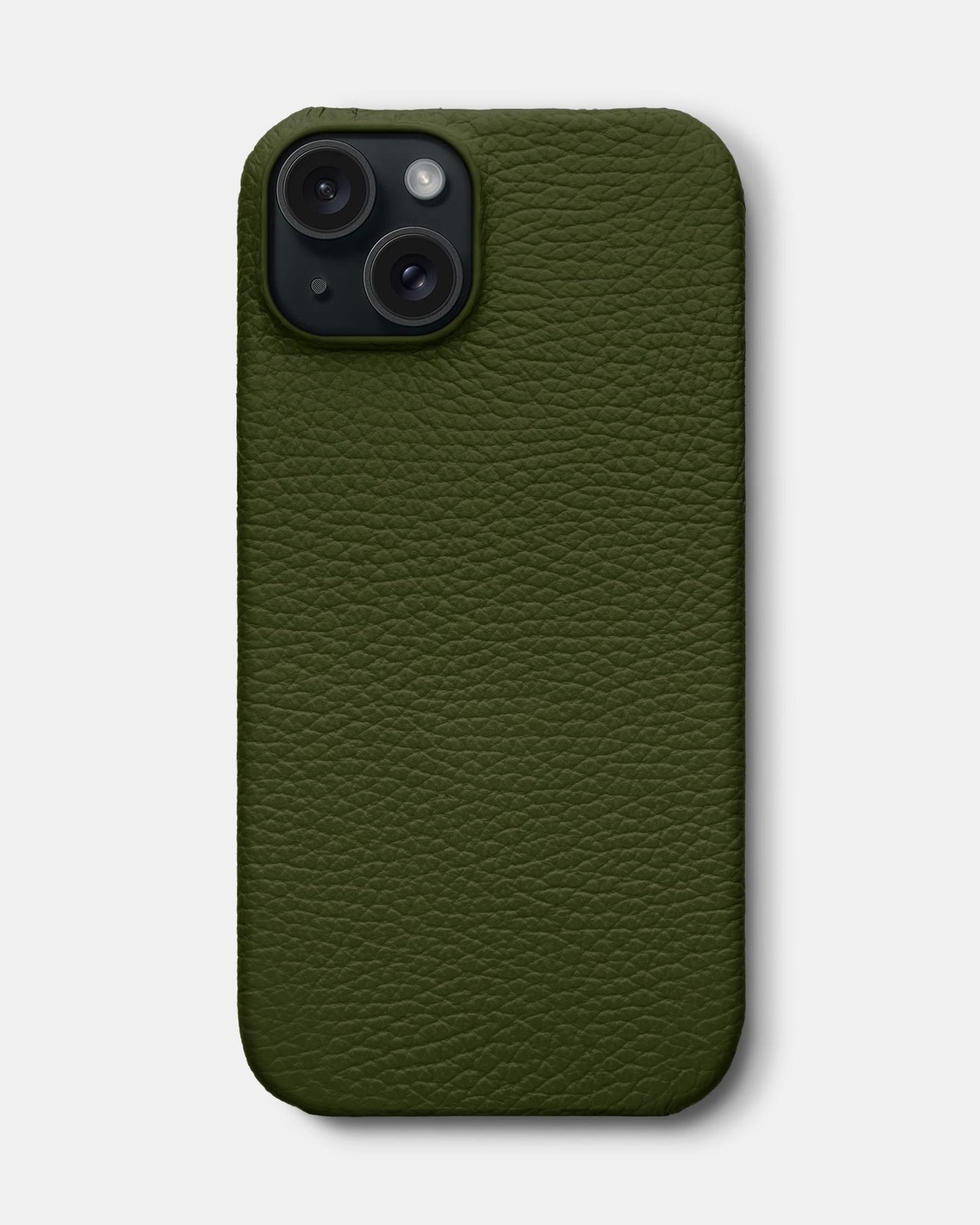 Оливковий шкіряний чохол для iPhone 15 Plus