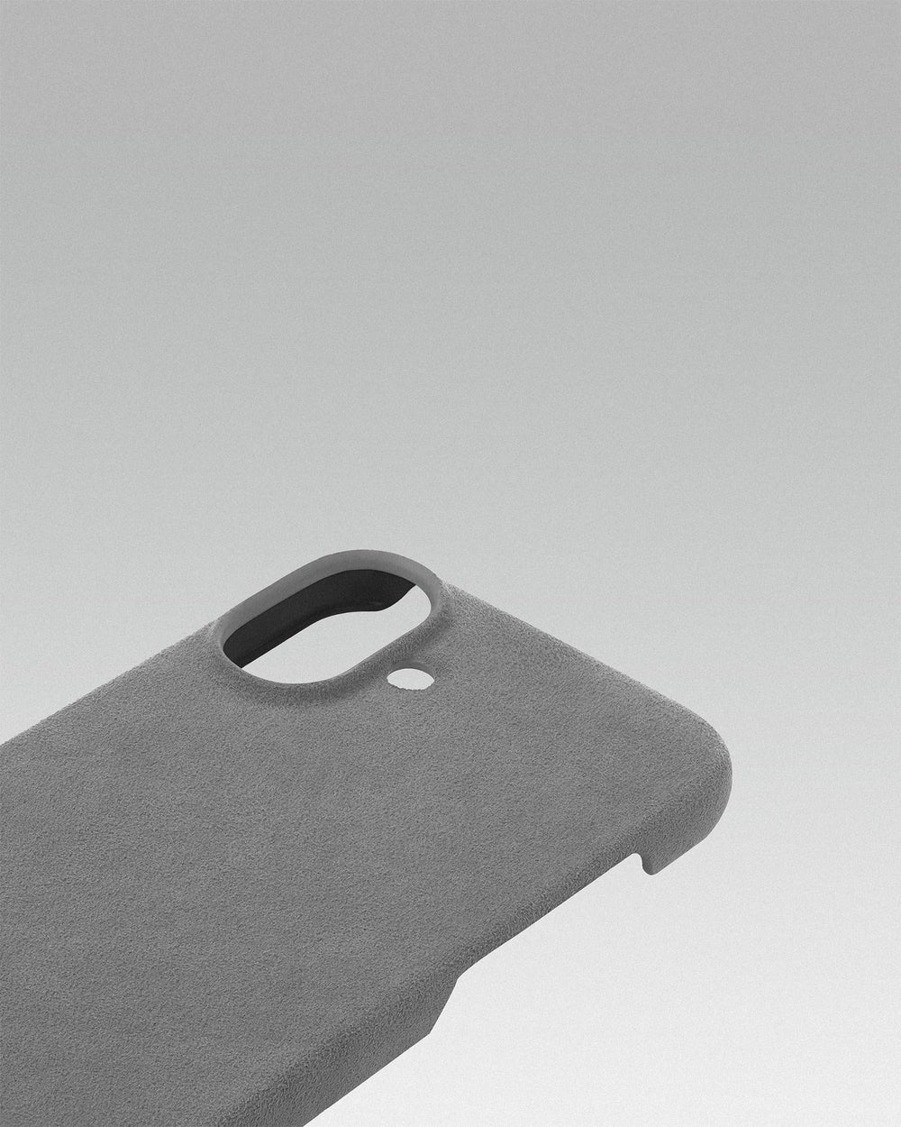Light gray alcantara case for iPhone 16