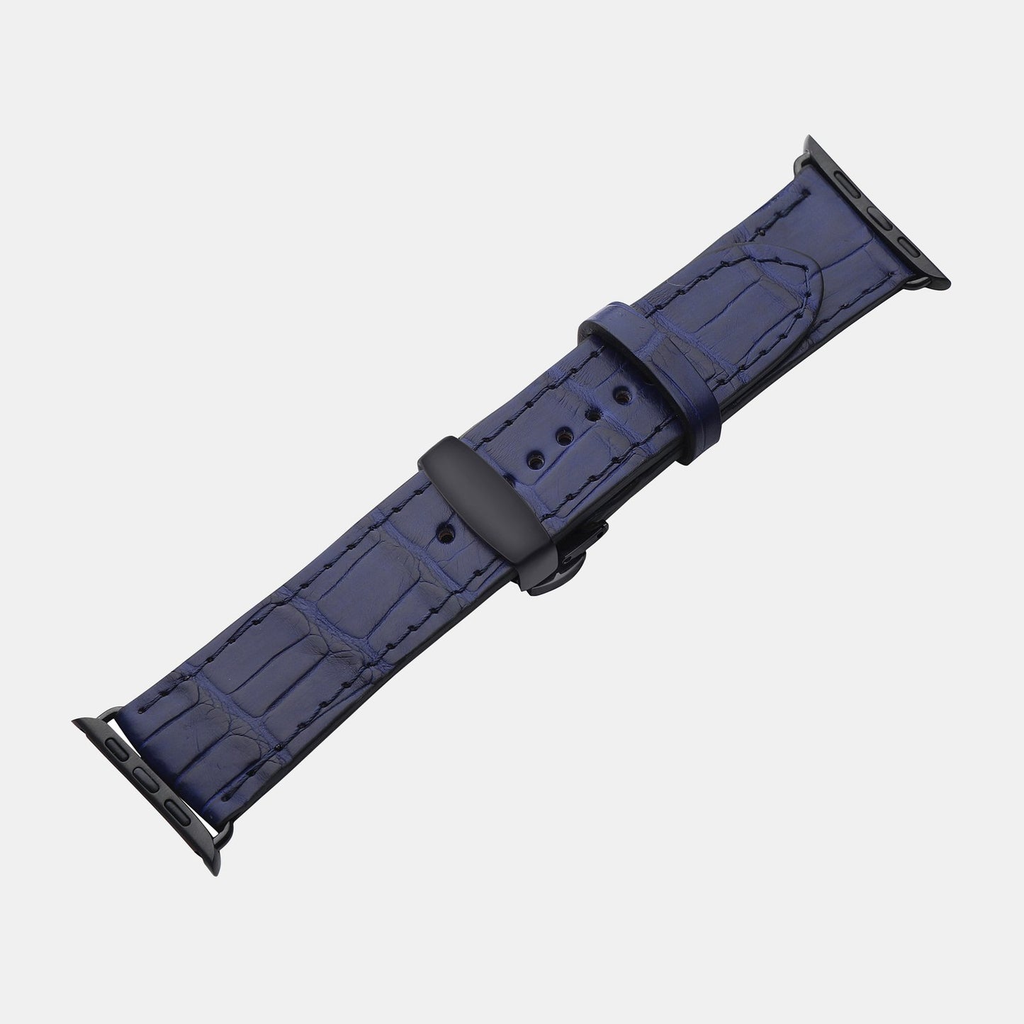 Ремінець для Apple Watch зі шкіри крокодила у темно-синьому кольорі