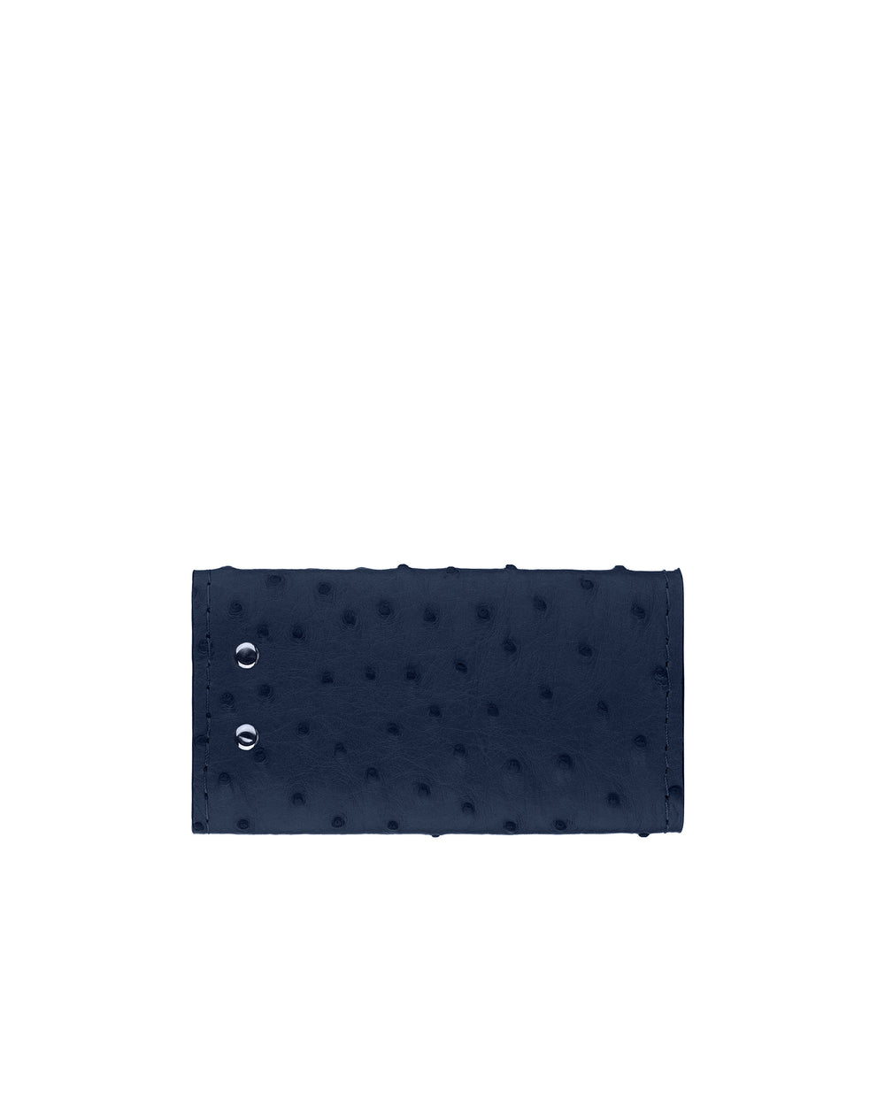 Key holder made of dark blue ostrich leather with follicles