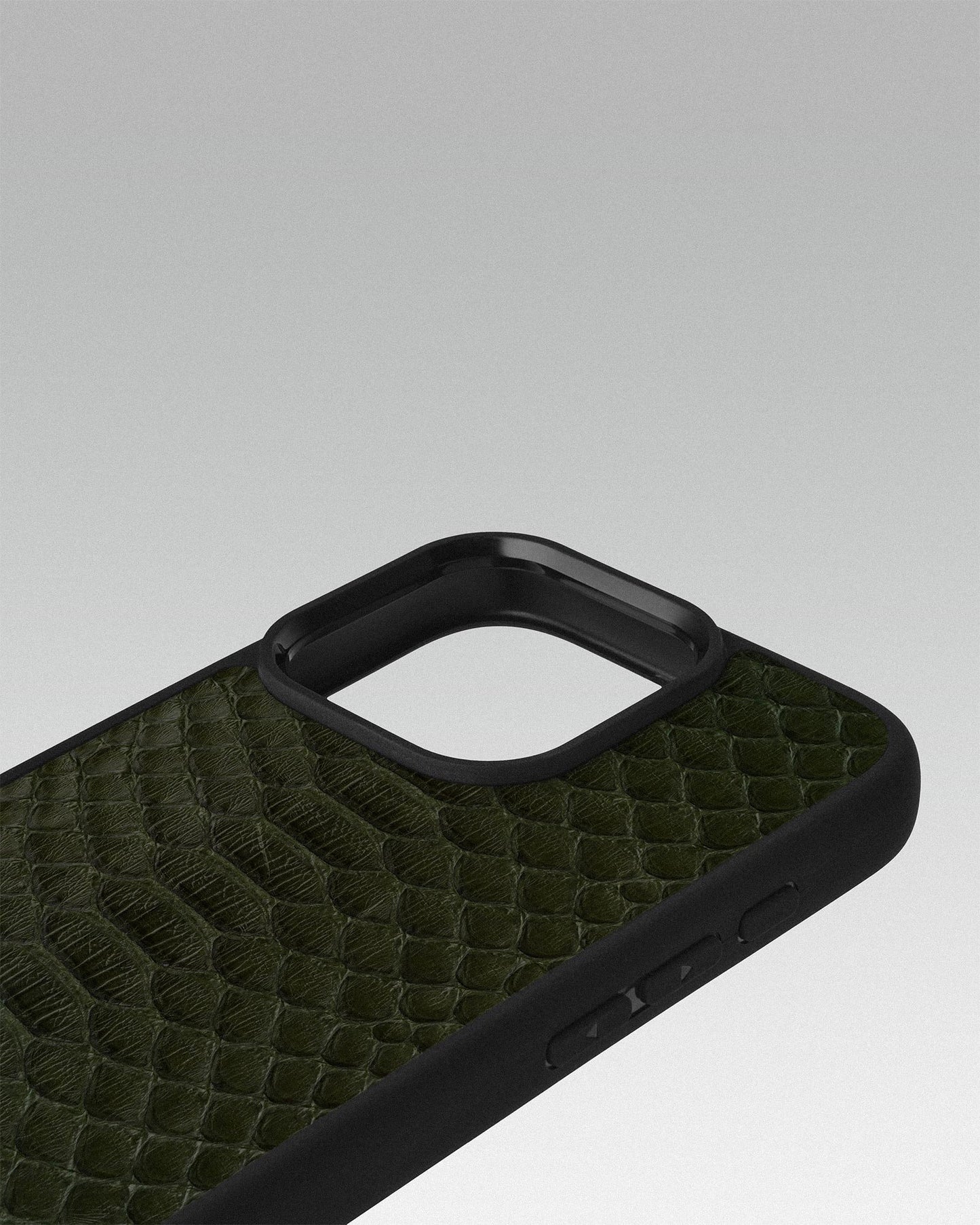 Чохол із оливкової шкіри пітона з широкими лусочками для iPhone 16 Pro Max