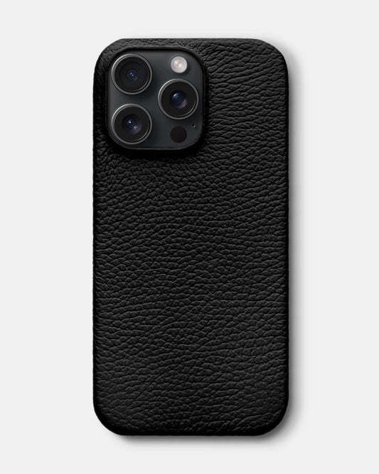 Чорний шкіряний чохол для iPhone 16 Pro Max