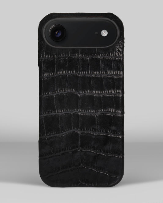 Чорний обтягнутий чохол з оновленого тиснення під крокодила для iPhone 17 Air