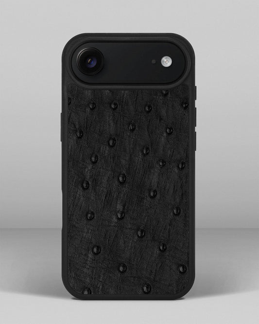 Black Ostrich Follicles Leather Case for iPhone 17 Air