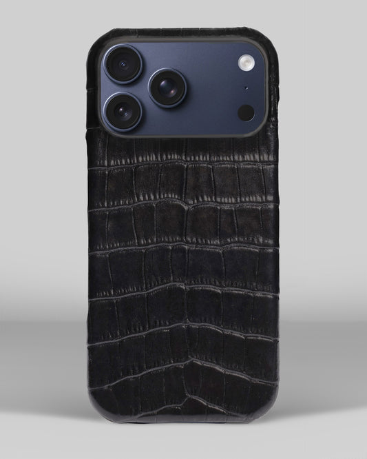 Чорний обтягнутий чохол з оновленого тиснення під крокодила для iPhone 18 Pro Max