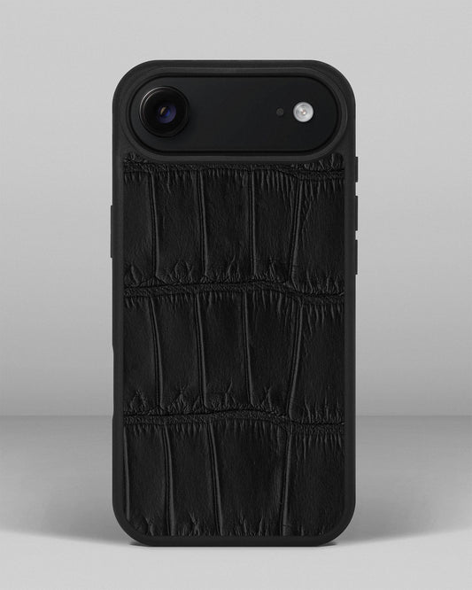 Чохол із чорної шкіри крокодила для iPhone 17 Air