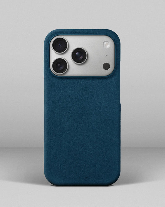 Blue Alcantara case for iPhone 17 Pro