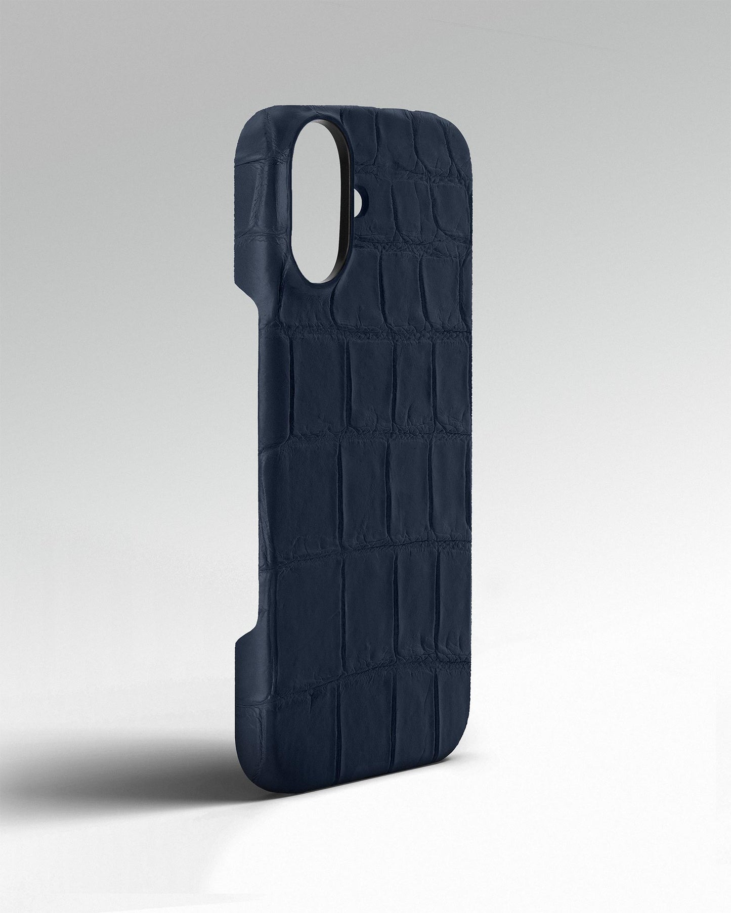 Темно-синій чохол обтягнутий шкірою крокодила для iPhone 16 Plus