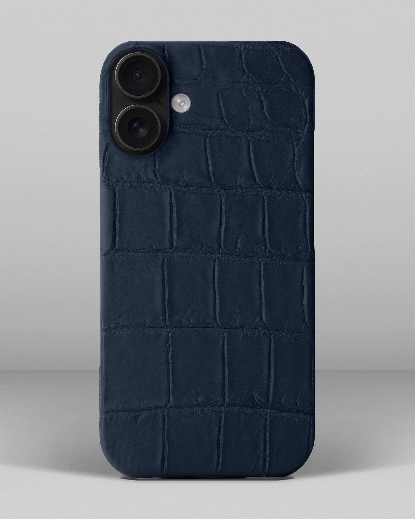 Темно-синій чохол обтягнутий шкірою крокодила для iPhone 16 Plus