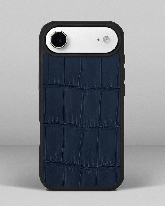 Dark blue crocodile leather case for iPhone 17 Air