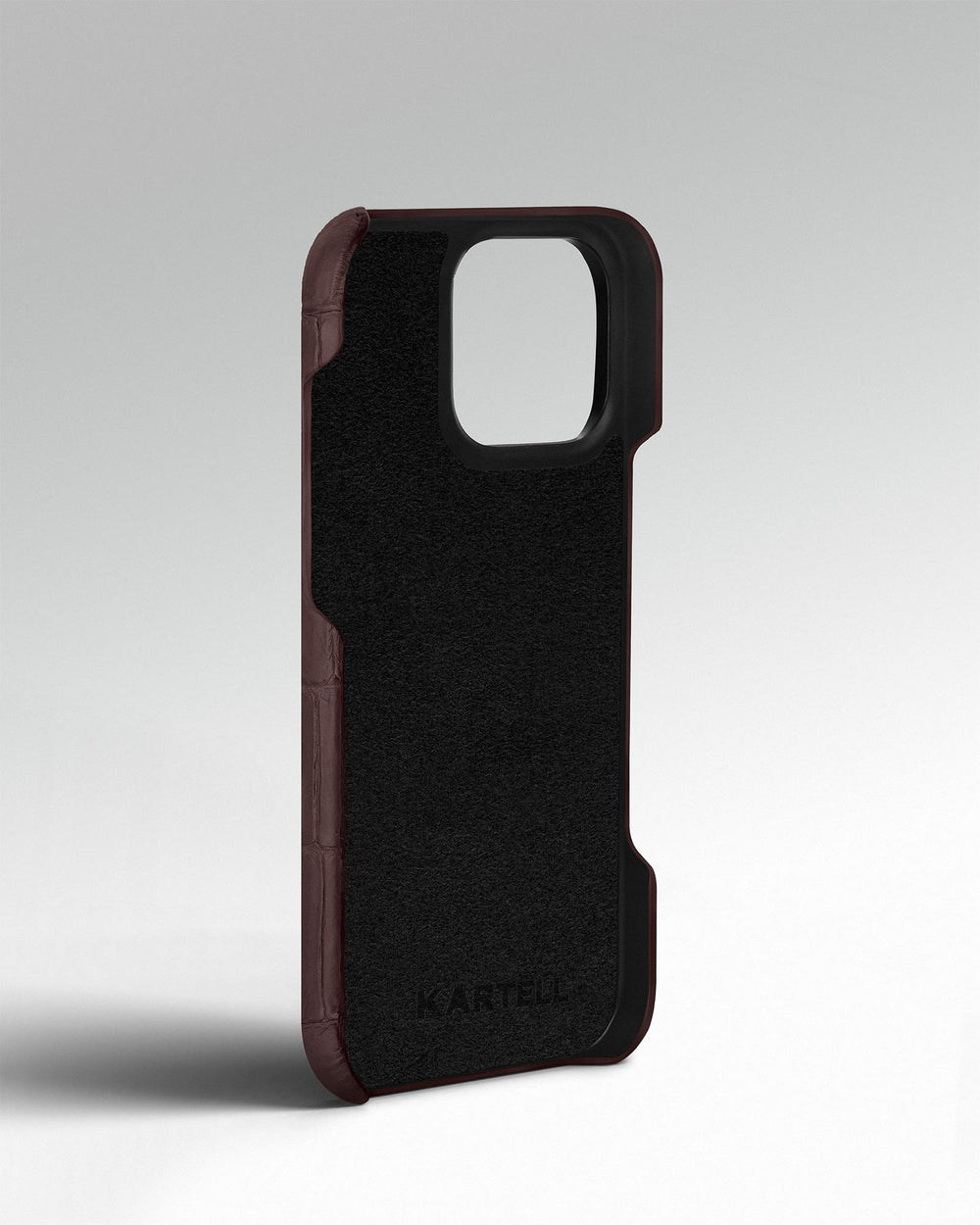 Dark brown crocodile leather-wrapped case for iPhone 16 Pro