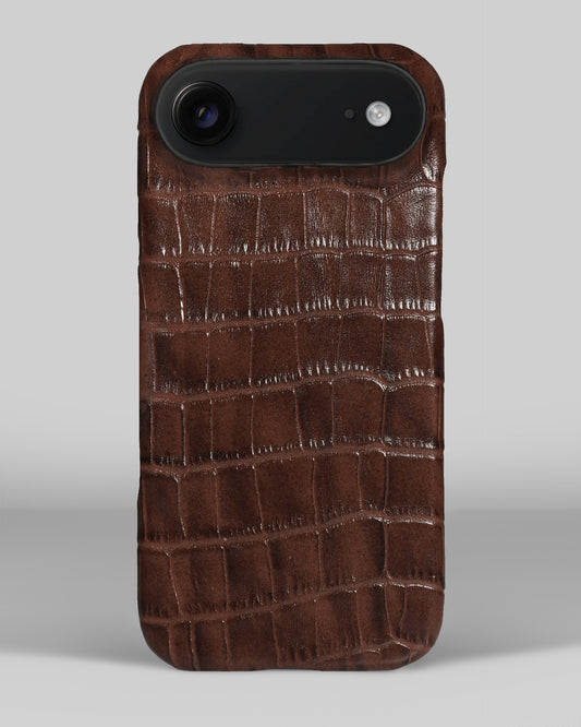 Коричневий обтягнутий чохол з оновленого тиснення під крокодила для iPhone 17 Air