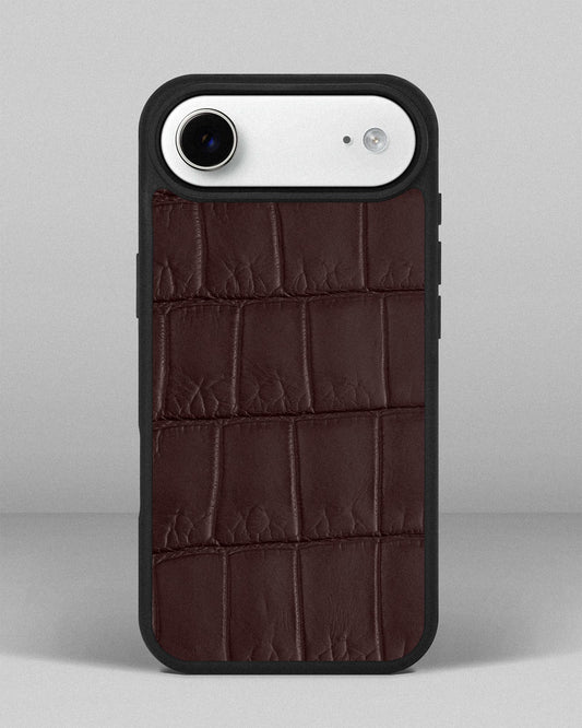 Dark brown crocodile leather case for iPhone 17 Air