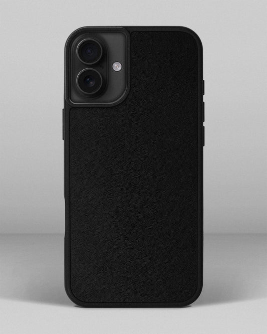 Чохол із чорної телячої шкіри для iPhone 16 Plus