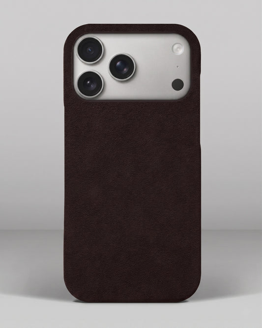 Dark brown alcantara case for iPhone 17 Pro Max