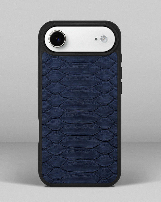 Dark Blue Python Leather Wide Scale Case for iPhone 17 Air