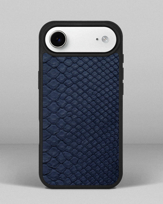 Dark blue python skin case with small scales for iPhone 17 Air
