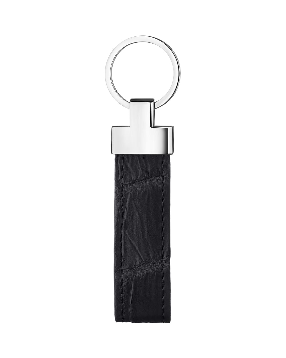 Keychain made of black crocodile leather
