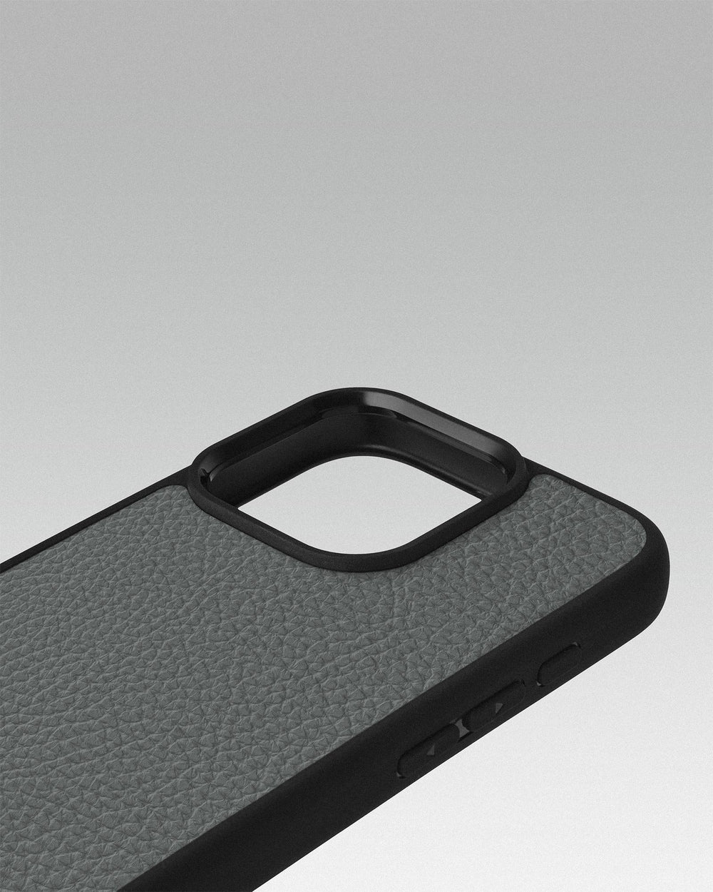 Case made of gray calf leather floater for iPhone 16 Pro
