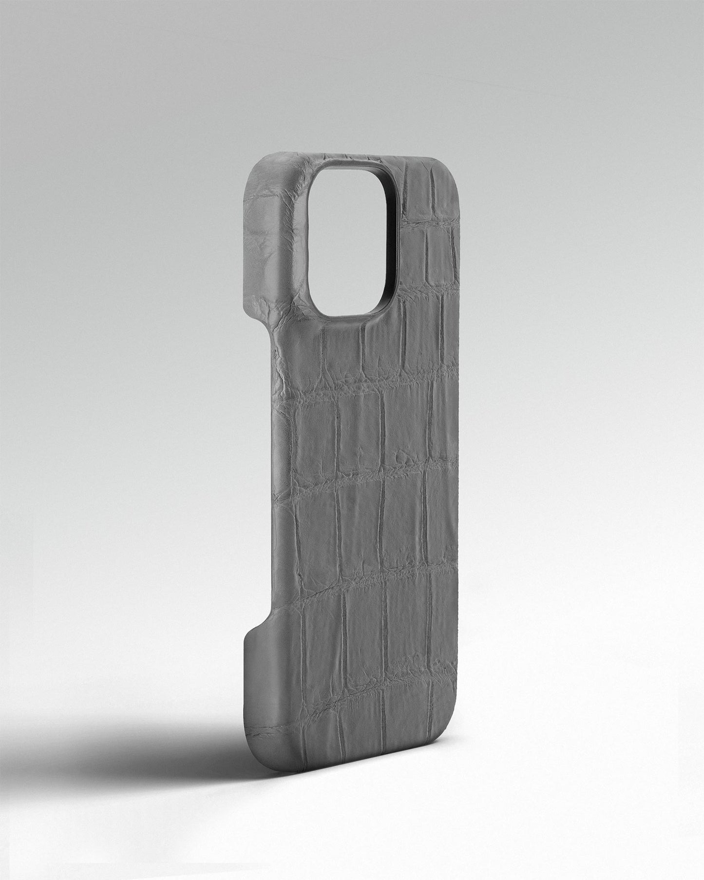 Сірий чохол обтягнутий шкірою крокодила для iPhone 14 Pro