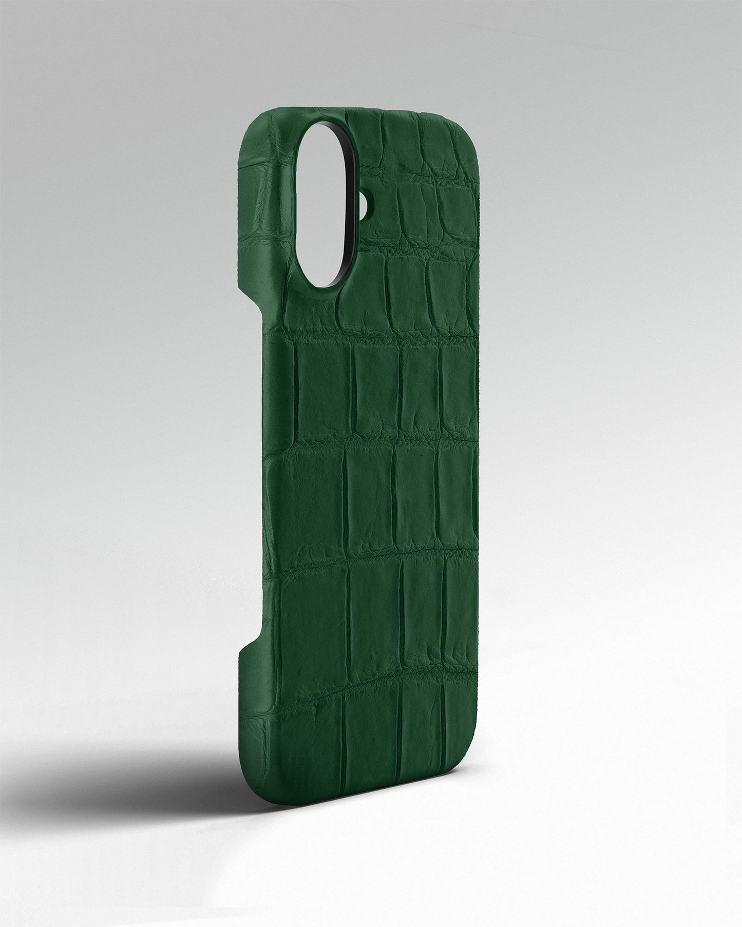 Темно-зелений чохол обтягнутий шкірою крокодила для iPhone 16 Plus