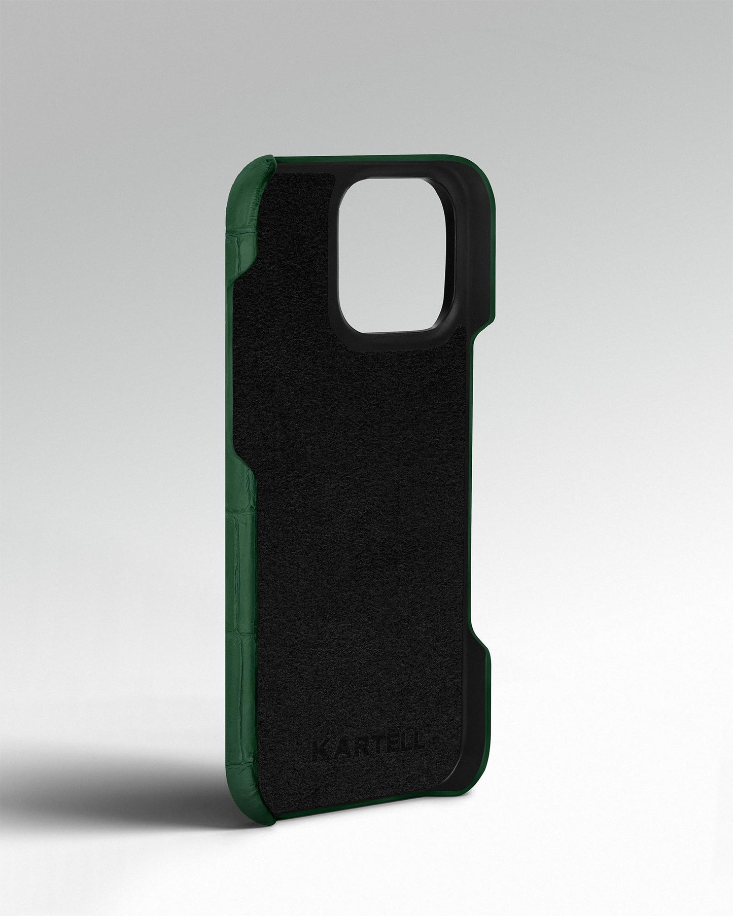 Темно-зелений чохол обтягнутий шкірою крокодила для iPhone 14 Pro