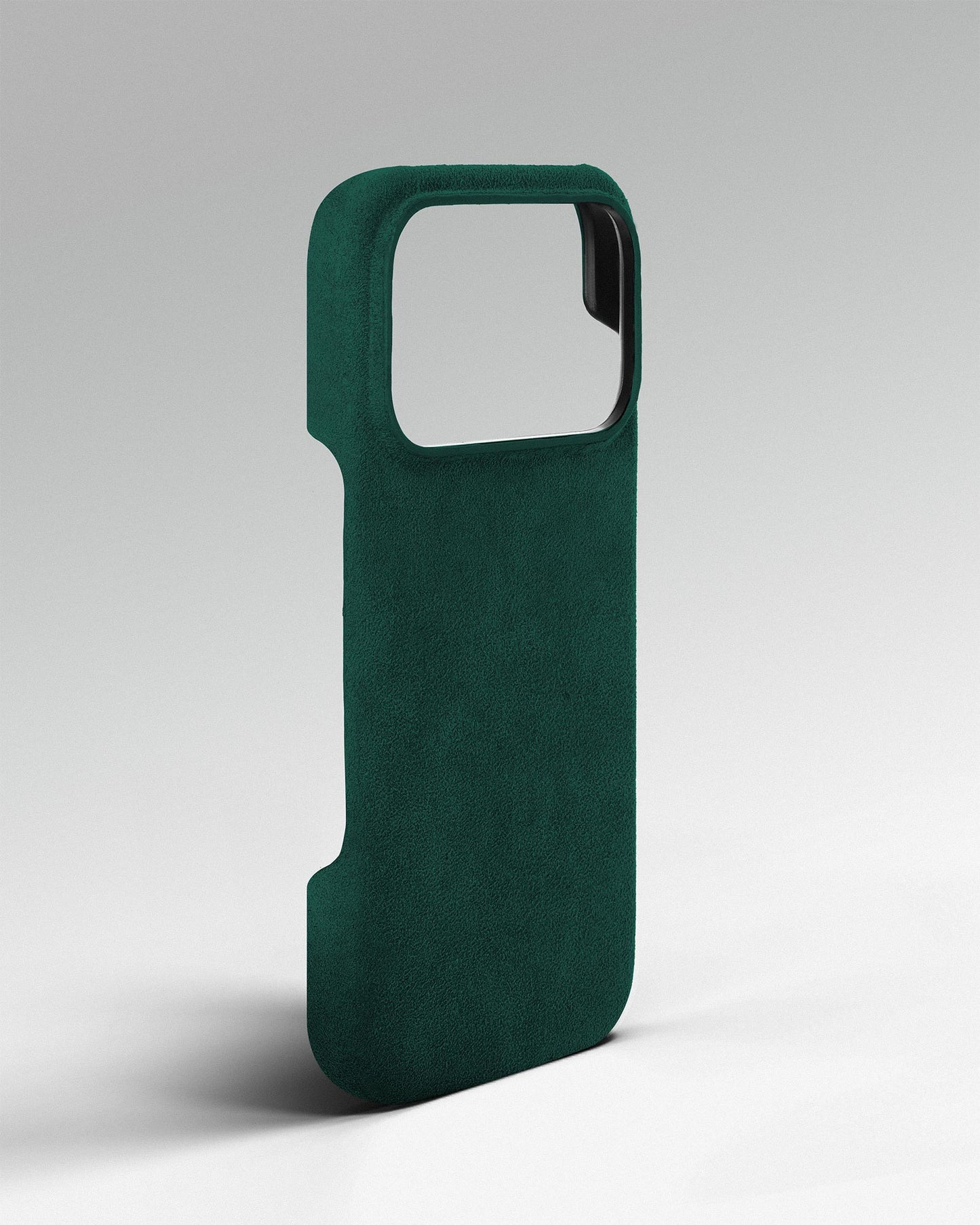 Зелений чохол з алькантари для iPhone 17 Pro