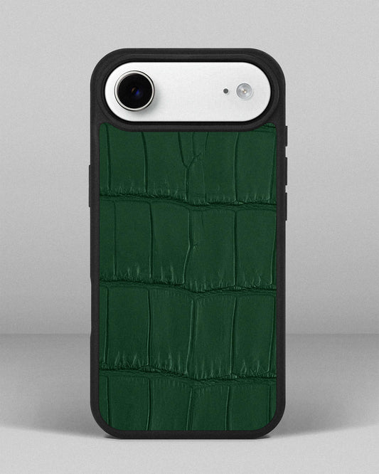 Dark Green Crocodile Leather Case for iPhone 17 Air