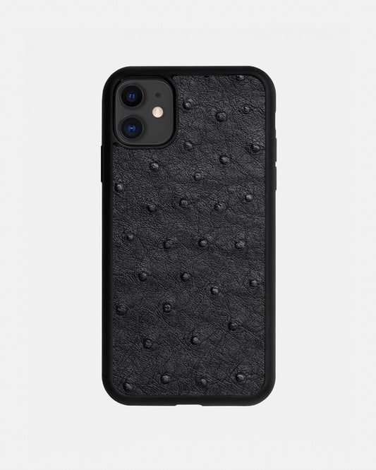 Чохол із чорної шкіри страуса для iPhone 11