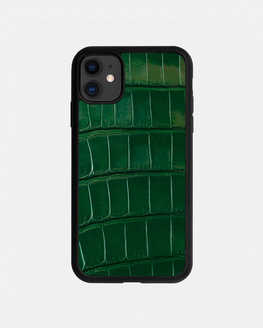 Чохол із зеленої шкіри крокодила для iPhone 11