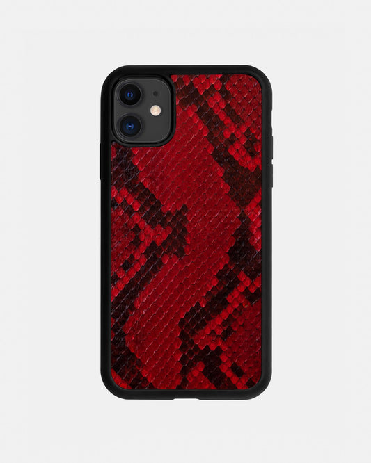 Чохол із червоної шкіри пітона з дрібними лусочками для iPhone 11